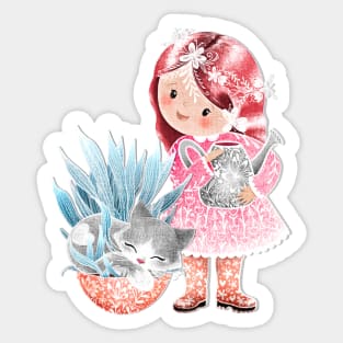 Strawberry Blonde Kitsch Cat Lady Sticker